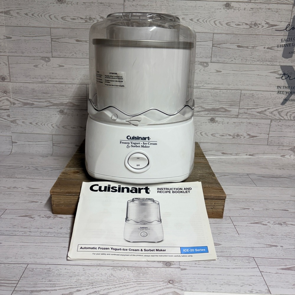 Cuisinart ICE-20 White Automatic Frozen Yogurt Ice Cream and Sorbet Maker 1.5 Qt